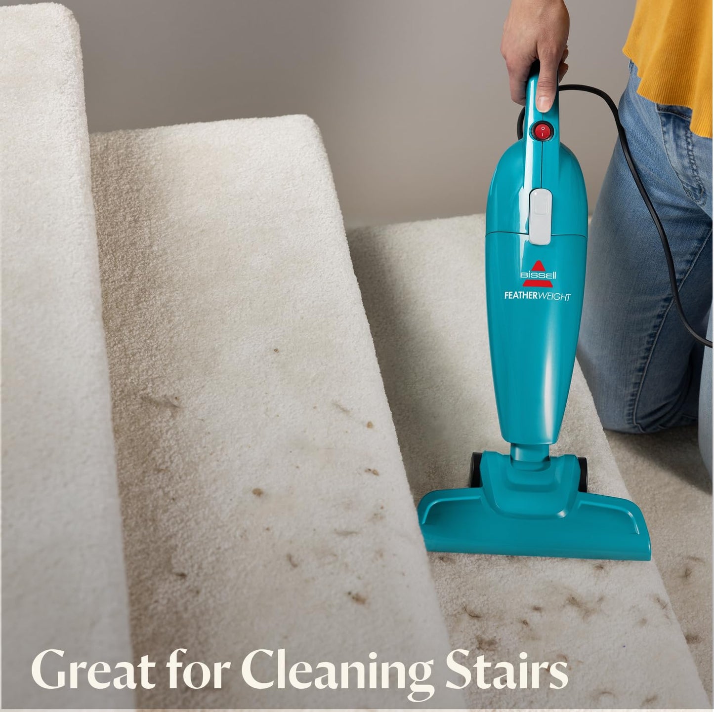 Bissell 2033M Featherweight Stick Lightweight Bagless Vacuum and Electric Broom with Crevice Tool for Hard Floors and Carpets, Blue
