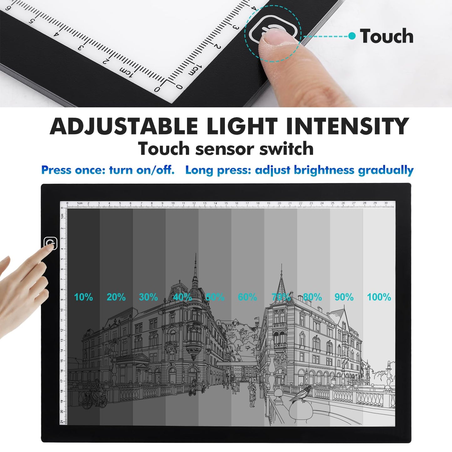 Dorhui A4 Light Pad for Weeding Vinyl, LED Copy Board Light Tracing Box Ultra-Thin Adjustable USB Power for Vinyl Weeding Tools, Silhouettes, Cameos, HTV