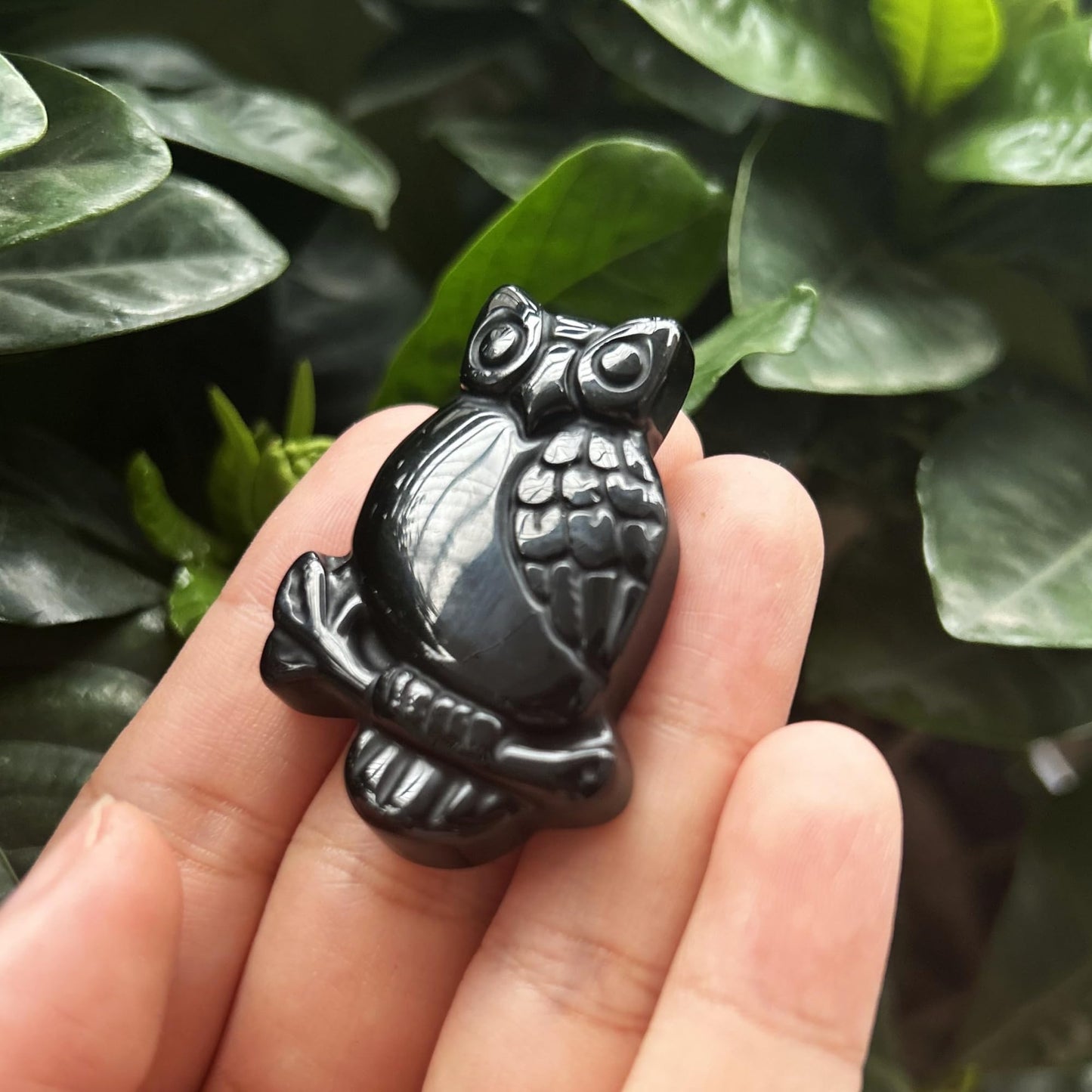 Bacatgem Natural Black Obsidian Owl Figurines Crystals and Healing Stones,Haped DIY Pendant