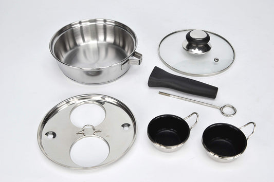 RUNZI 2 Cups Egg Poacher Pan - Stainless Steel Poached Egg Cooker – Perfect Poached Egg Maker – Induction Cooktop Egg Poachers Cookware Set with 2 Nonstick Large PFOA FREE Egg Poacher Cups…