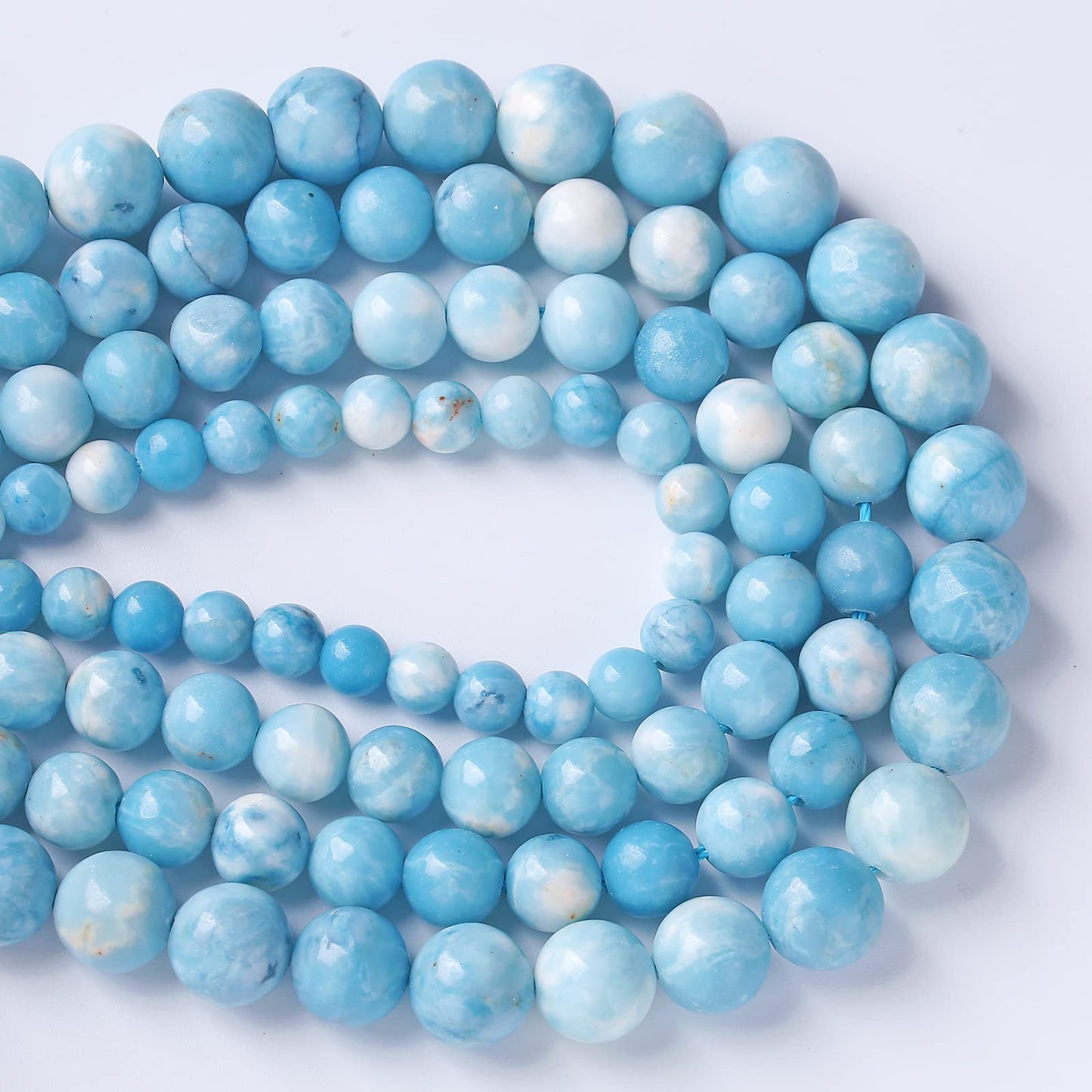 6MM 60PCS Natural Blue Larimar Gemstone Crystal Beads for Jewelry Making DIY Bracelet