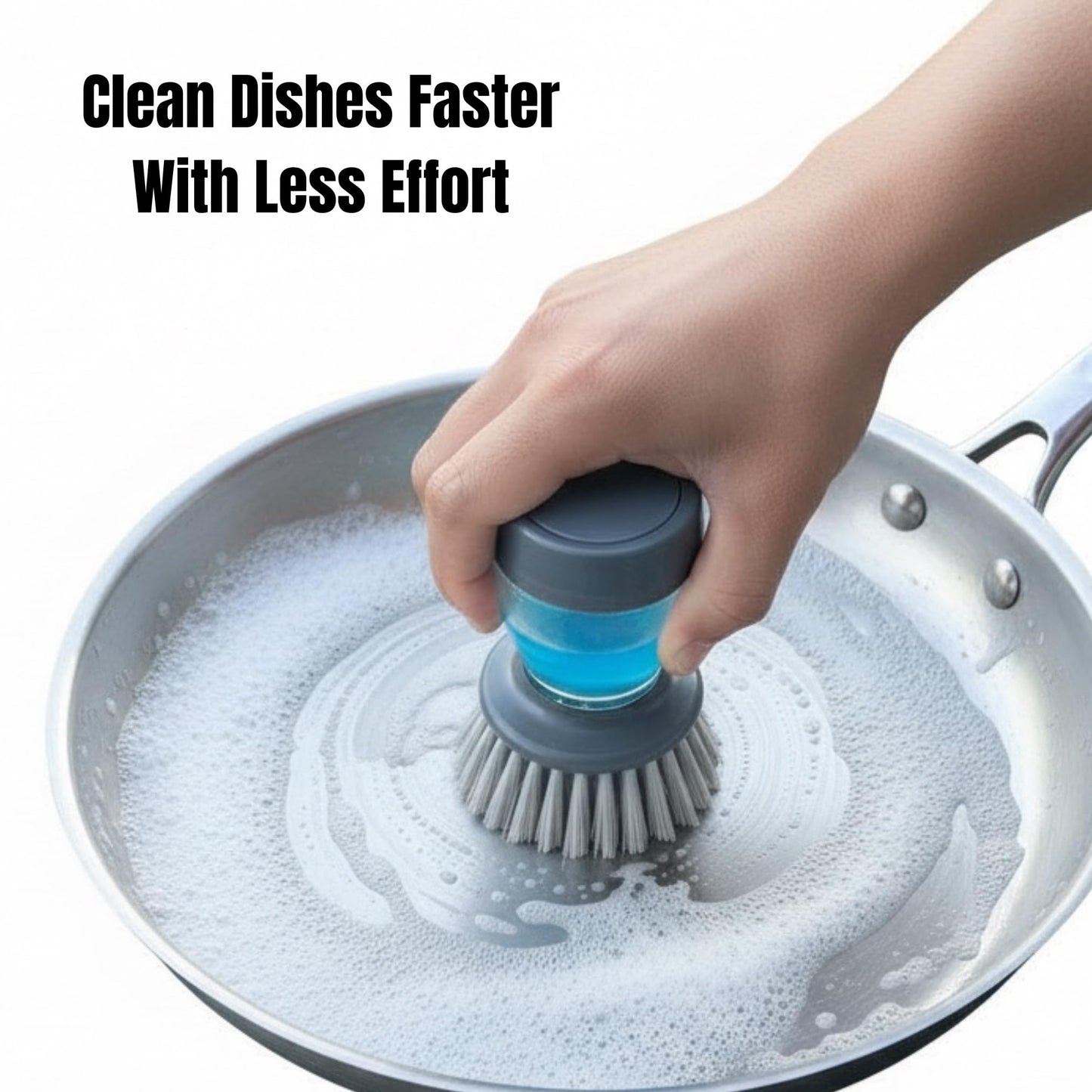 Soap Dispensing Dish Brush with Replaceable Heads – Leak-Proof Kitchen Scrub Brush for Dishes, Sinks & Pots – Ergonomic Non-Slip Handle