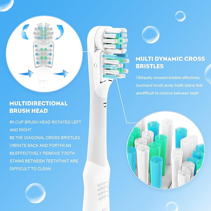 20Pcs Spinbrush Oral Toothbrush Replacements Heads Dual Cross Action Clean Attachments Sensitive Brush Refill Rotating Sets 3D White Fit for Oral B 4732 3733 4734