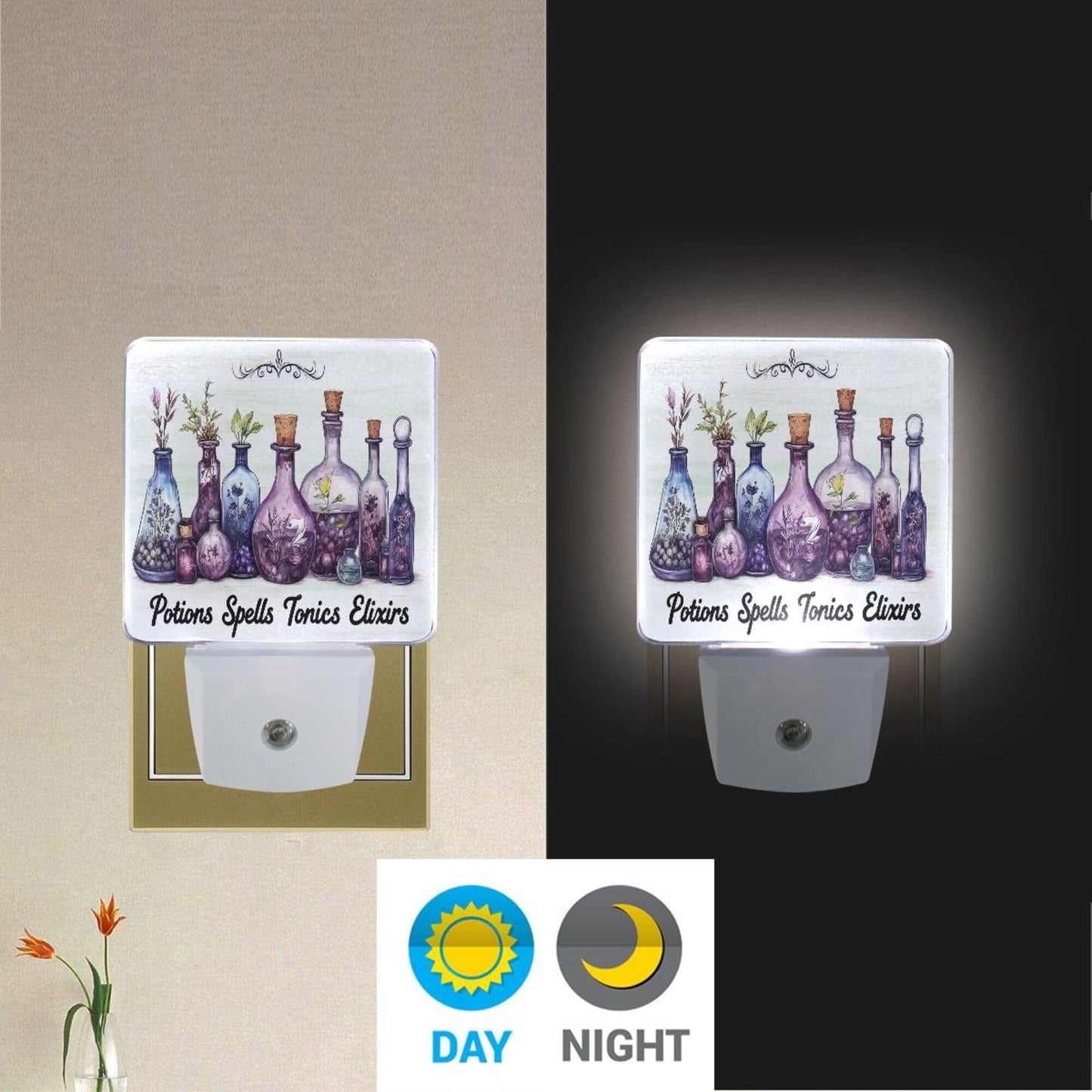 Wamika Witch Potions LED Sensor Night Light Set of 2 Spooky Halloween Table Desk Lamps with Adjustable Brightness Eye-Caring for Home Bedroom Office Parlour