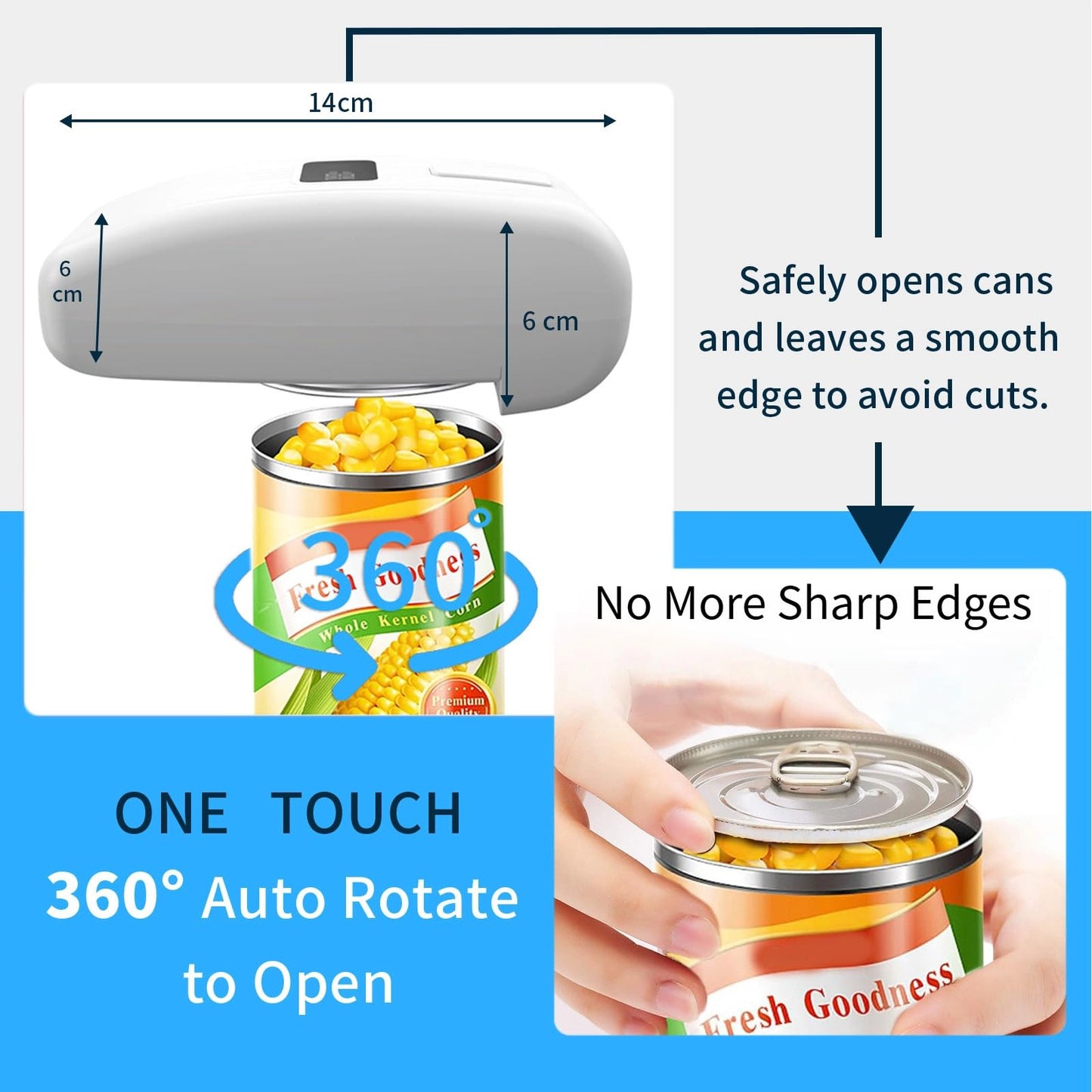 Electric Can Opener with LED Display, USB Rechargeable Electric Can Opener for Seniors & Arthritis, One-Touch Automatic Can Opener, Hands-Free, Smooth Edge, Compact, Cordless