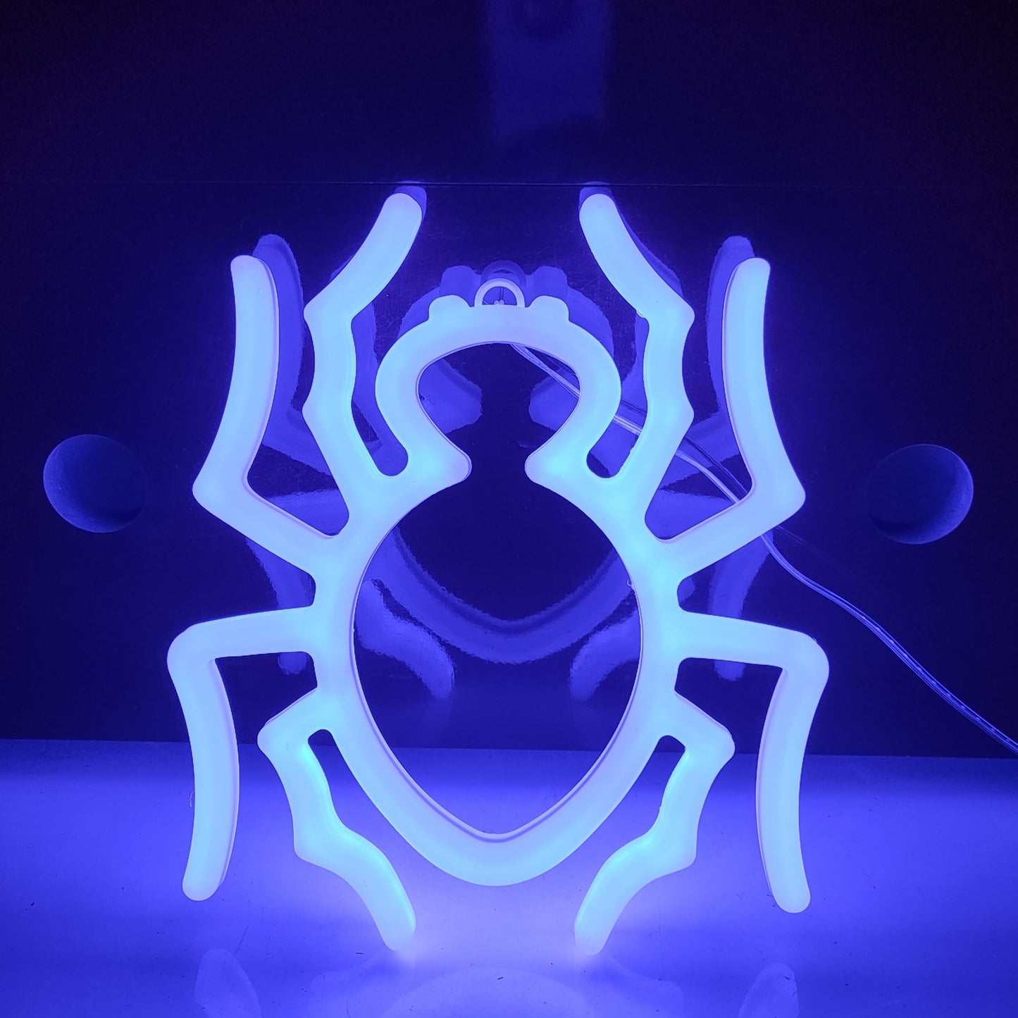 JYWJ Spider Double Sided Neon Signs,USB or 3-AA Battery Powered Neon Light,LED Desktop Wall Decoration,Various Parties,Decoration Of Business Premises (Blue)