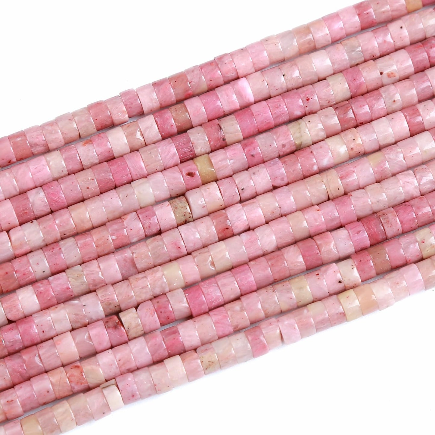 150pcs 2x4mm Natural Rhodochrosite Tube Shape Beads Loose Flat Round Cylinder Flat Spacer Green Stone Beads for Bracelet Earrings Jewelry Making