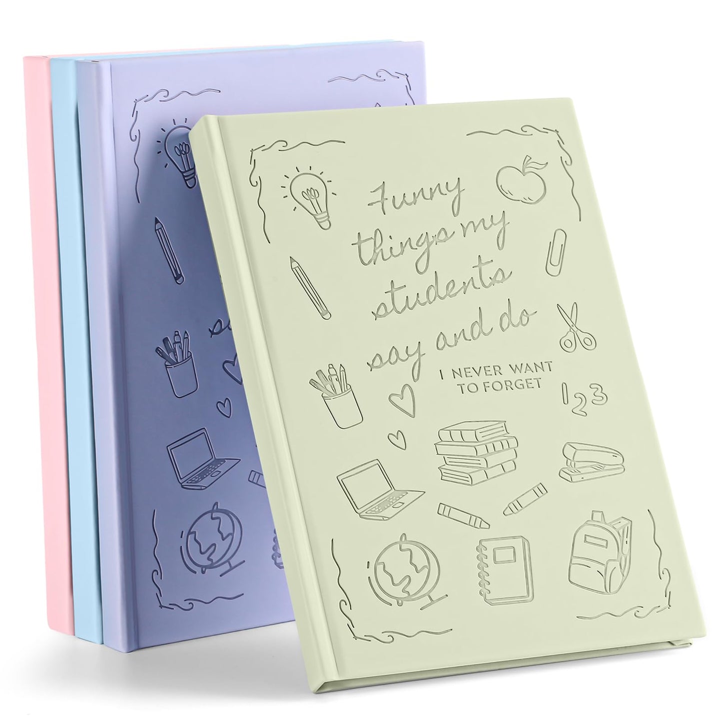 Lerheedi 4 Pcs Teacher Appreciation Gift Notebooks Journal for Women Thank You Teacher Gift 200 Pages Things My Students Say Diary for School Staff Employee Office Supplies(Pastel)