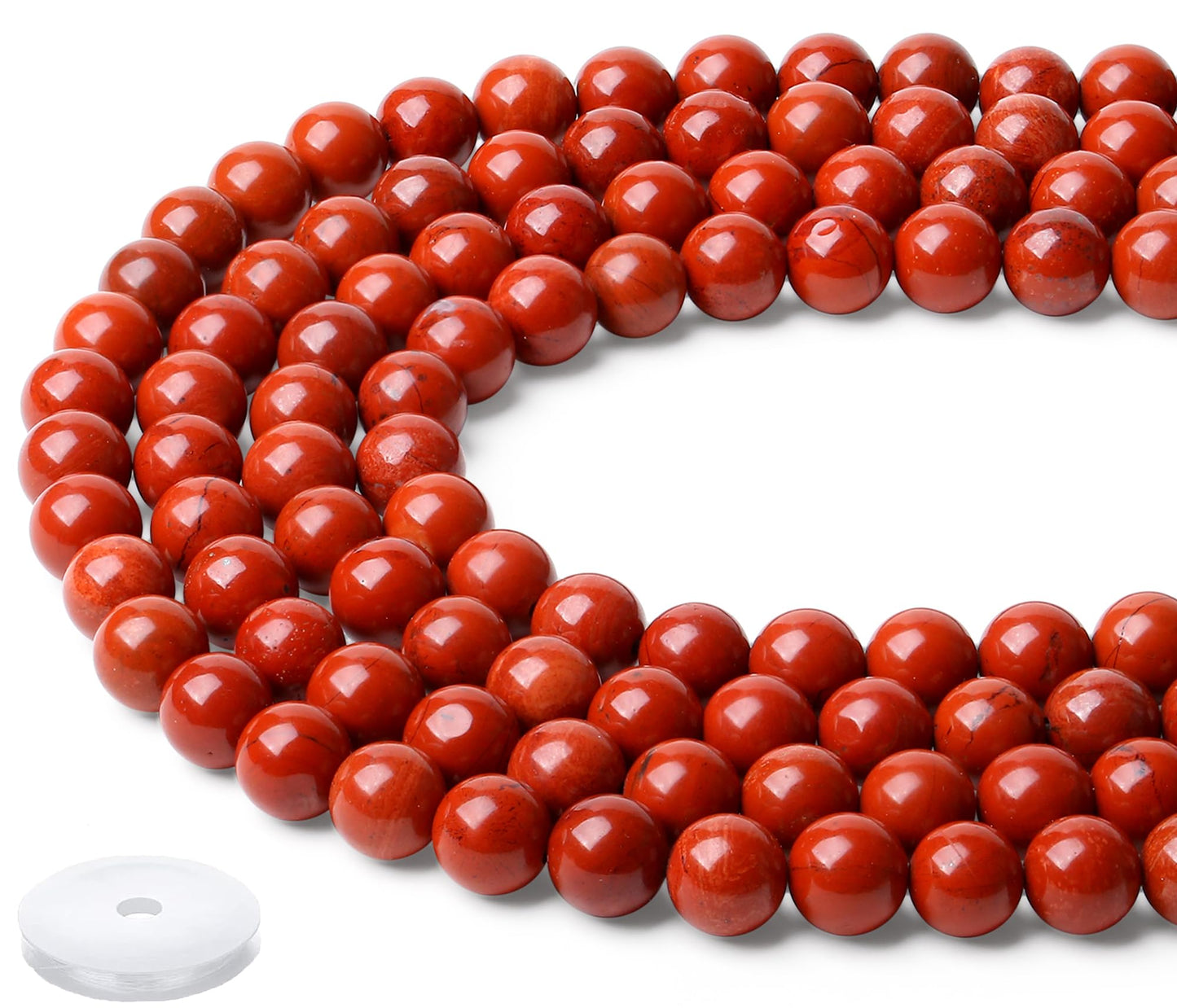 NUKAYAI Natural Red Jasper Beads 100Pcs 8mm Crystal Beads Loose DIY Round Stone Bead for Bracelet Necklace Earrings Makingrrings Making