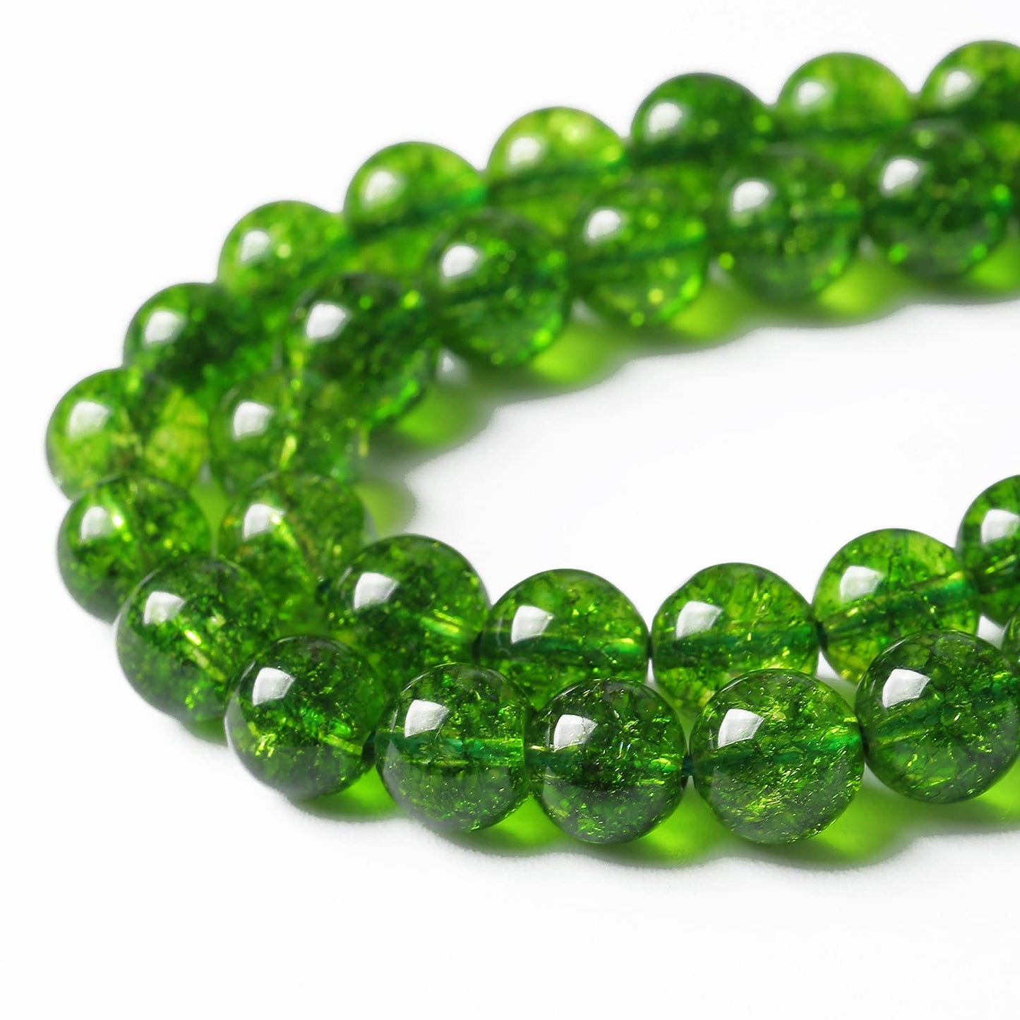 36PCS 10MM Beads Green Crystal Quartz Gem Energy Crystal Healing Jewelry Making Natural Stone Beads DIY (Green Crystal, 10MM)
