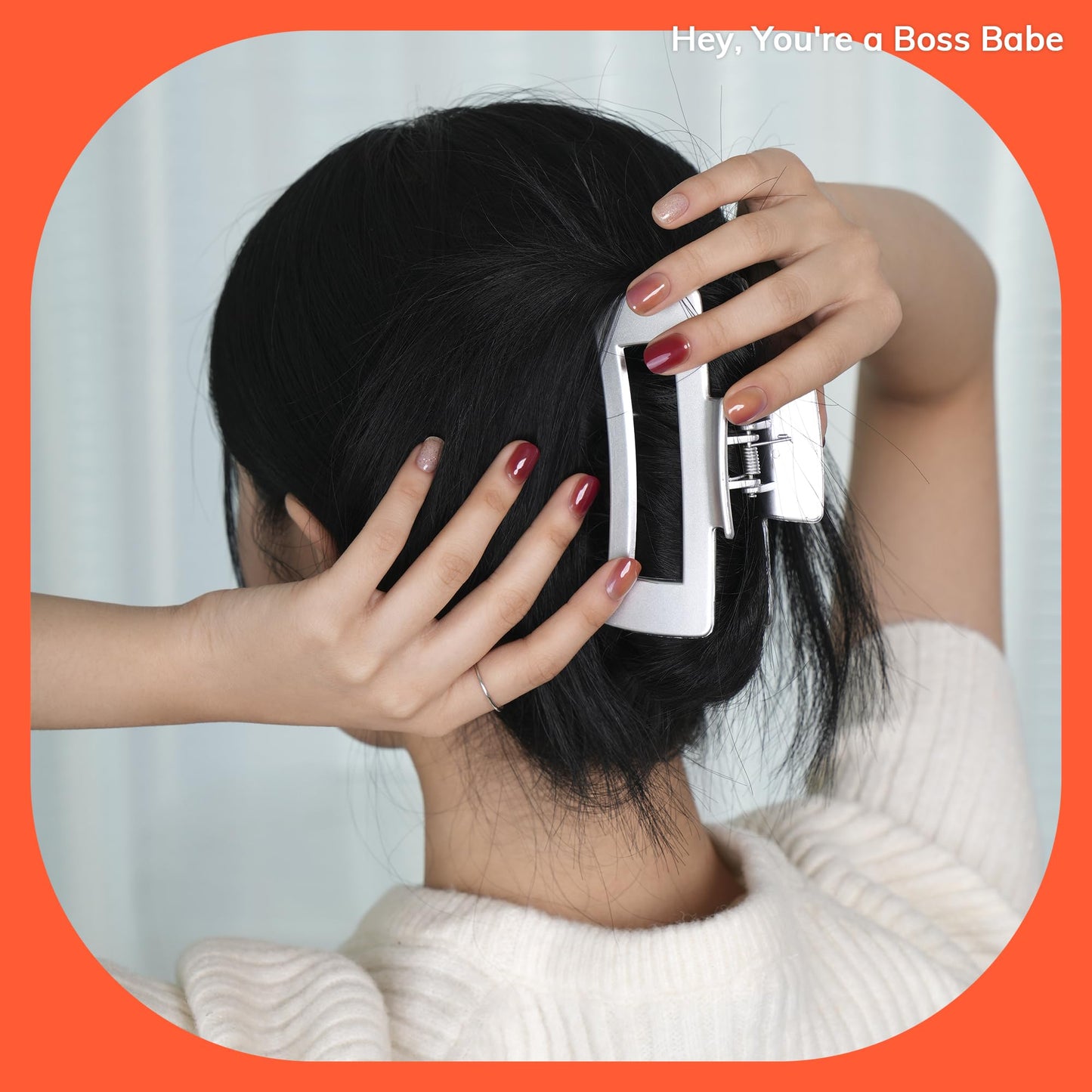 Heyhae Semi Cured Gel Nail Strips | No LED Lamp Needed | Marble, Red | Easy Apply & Remove, Salon Quality | Includes 28 Strips, 1 Prep Pads, Nail File & Wooden Stick - Hey, You're a Boss Babe