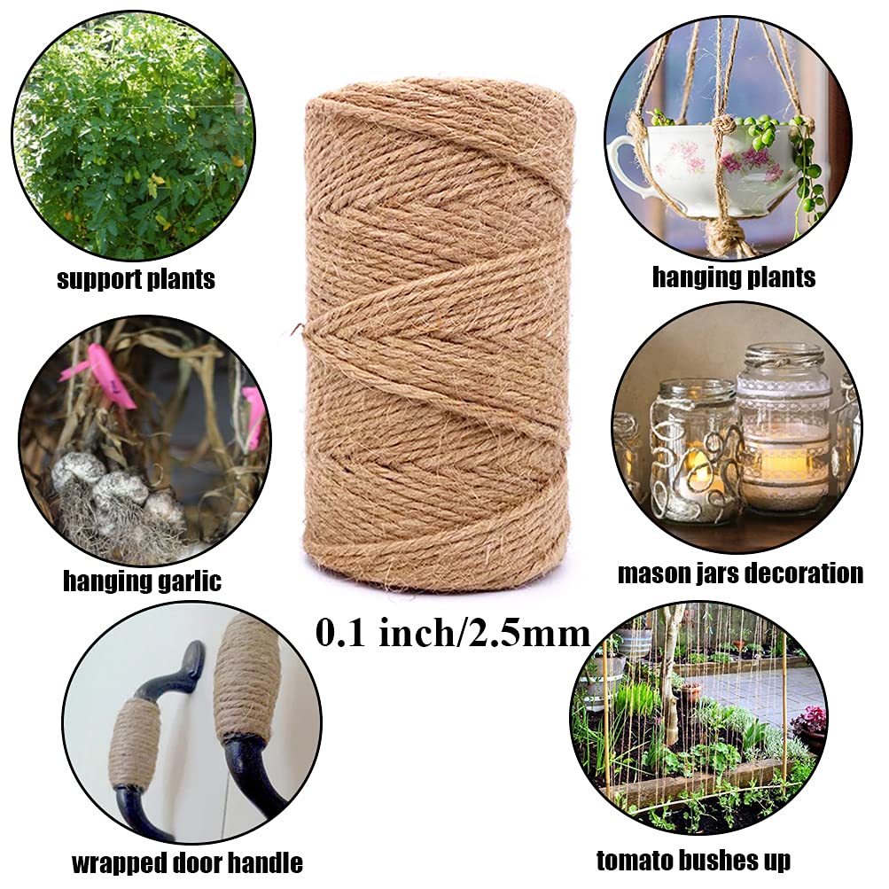 Twine String for Crafts,2.5mm Jute String and Black and White Cotton Twine for Arts Crafts,328 Feet Per Roll