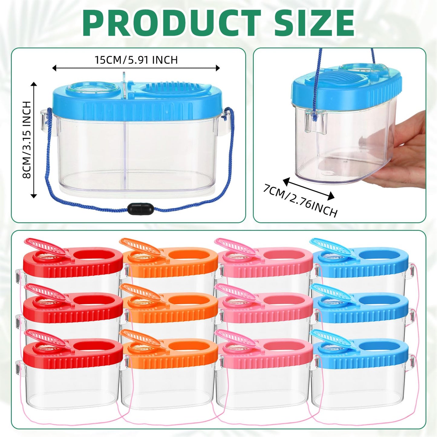 Halloscume 12 Pcs Insect Bug Viewer for Kids Explorer Outdoor Set Bug Catcher Containers for Insects Magnifying Insect Box Observation Kit for Science Nature Exploration Collecting