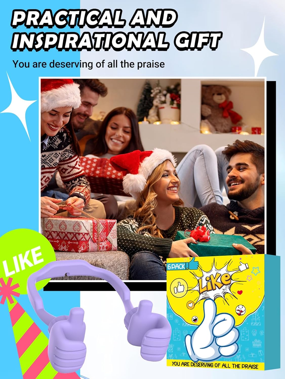 Christmas Stocking Stuffers for Men Women: Teens Girls Boys Gifts for Kids Thumbs Up Lazy Cell Phone Stand Holder for Desk Funny Gift for Dad Mom Wife Husband Adults Teenage Cool Gadget Trendy Stuff