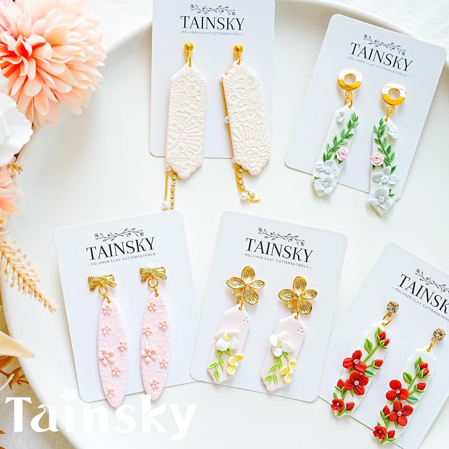 TAINSKY Long Dangle Shape Clay Cutters, 17 Shapes Polymer Clay Cutters for Earrings Making, Long Rectangle Shape Polymer Clay Cutters, Basic Clay Cutters for Polymer Clay Jewelry
