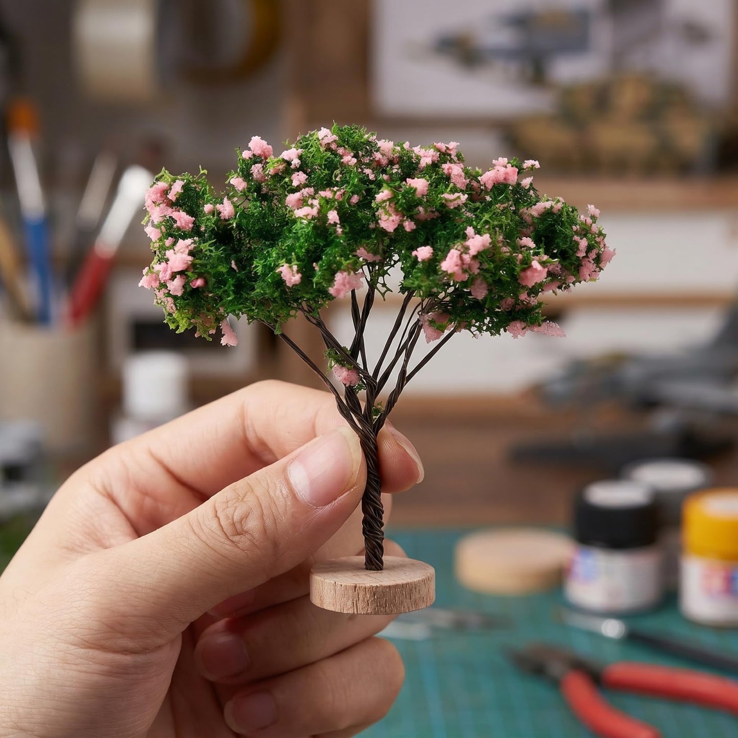 VINTORKY 2 Pack Miniature Landscape Trees Realistic Mini Model Trees Figurines with Base for DIY Crafts Supplies Zen Garden Sand Table