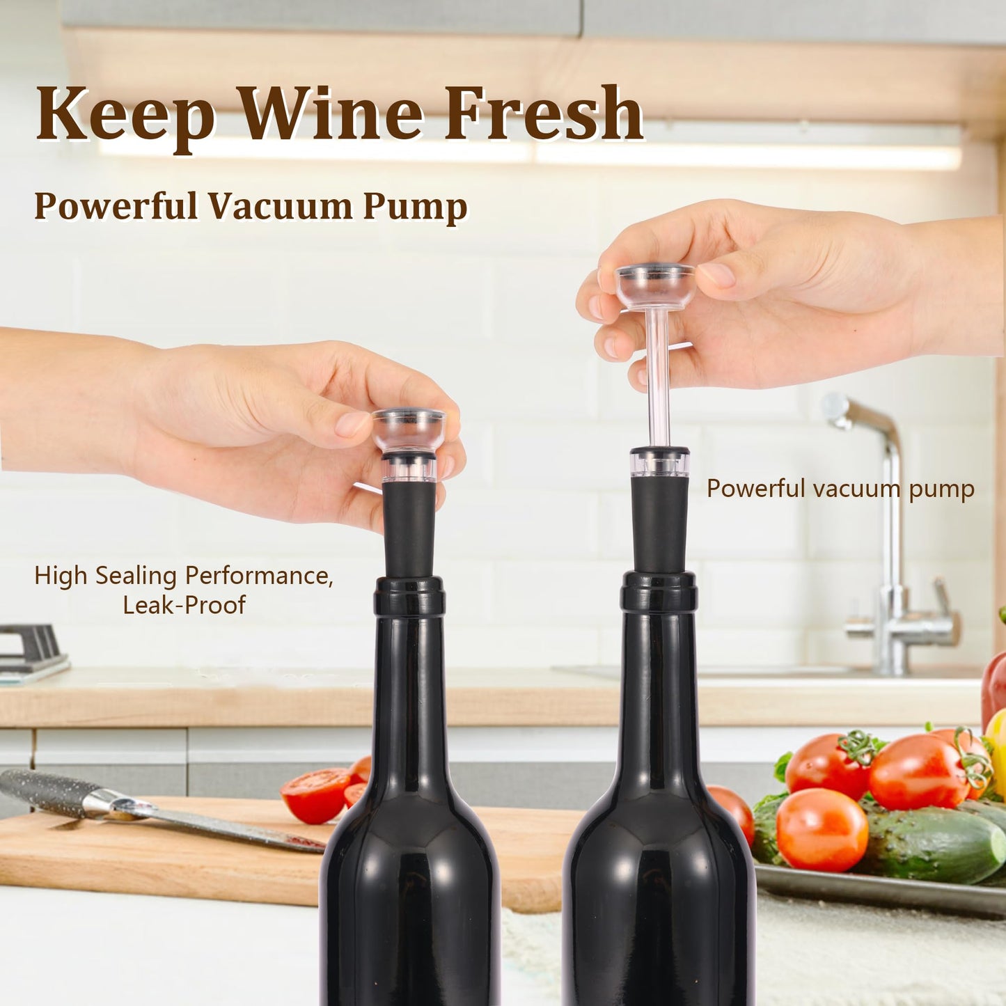 QONYFONE Wine Bottle Corkscrew Opener, Vertical Lever Corkscrew 5-Piece Set, Manual Vertical Design, Includes Wine Foil Cutter, Extra Spiral, Wine Pourer and Wine Stopper, Elegant Gift Box, Black