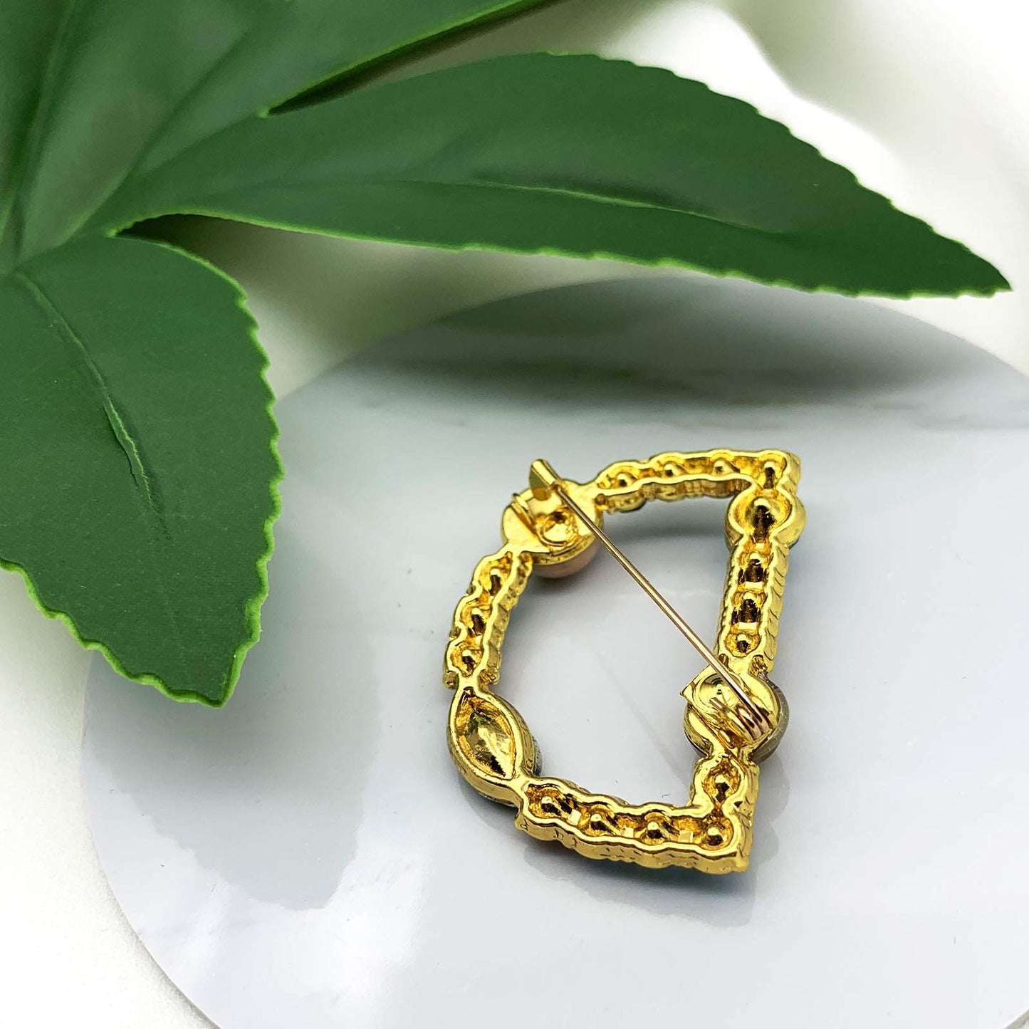 XGALBLA Letters D Plated Metal Stone Clear Colorful Crystal Lapel Pin Brooches Collar(Gold Tone)