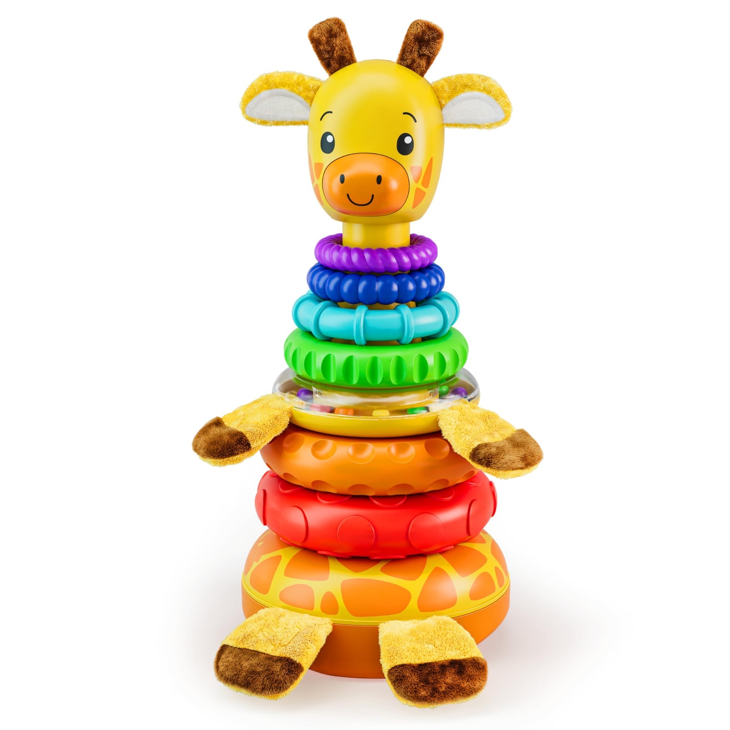 Move2Play, Stacking Toy, Includes 7 Unique Rings, Montessori Development, Baby Toy, Gift for 1 Year Old Boys & Girls, Ages 0-6+, 9, 10, 12, 18+ Months (Giraffe Stacker)