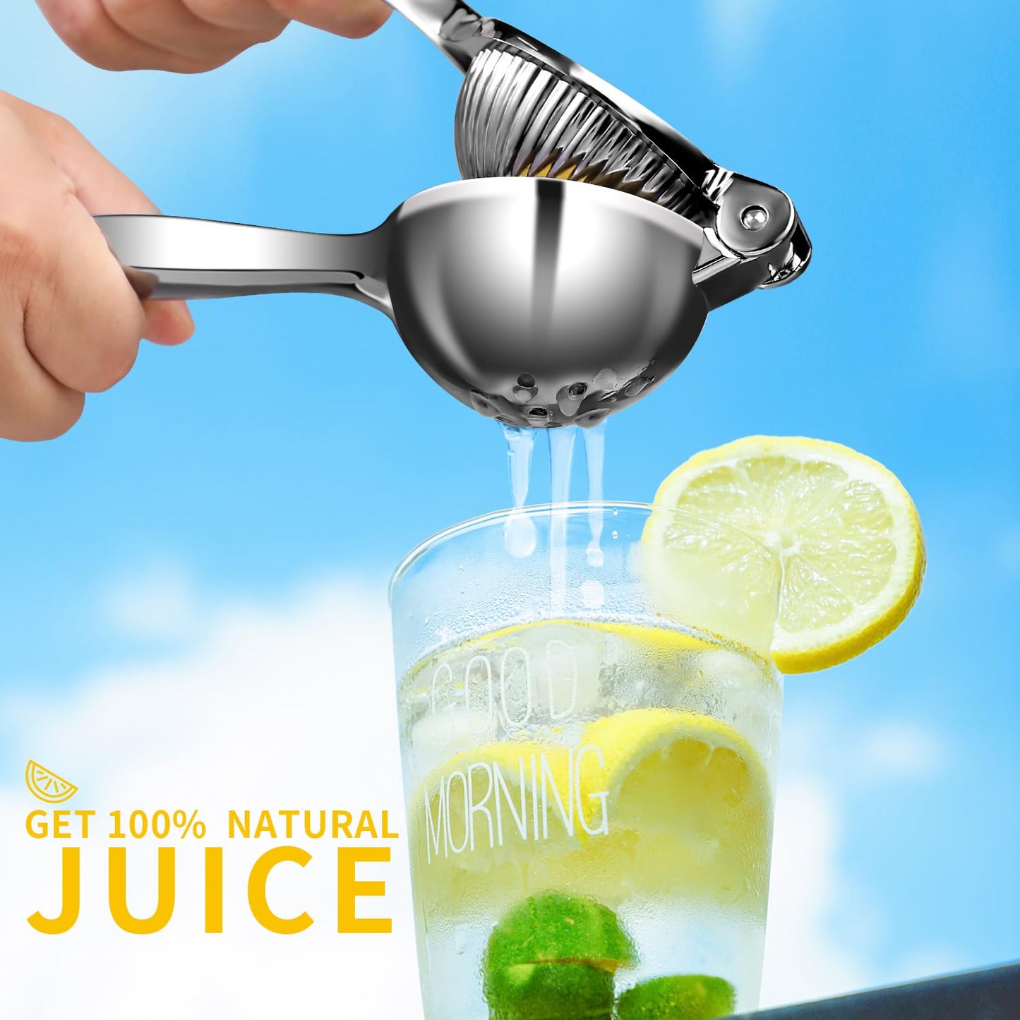 Rekix Lemon Squeezer, Max Extraction Hand Press Lemon Juicer, Heavy Duty Manual Orange Juicer, Sturdy Metal Lime Squeezer, Durable Handheld Citrus Fruit Squeezer for Kitchen Bar, Exprimidor De Limones