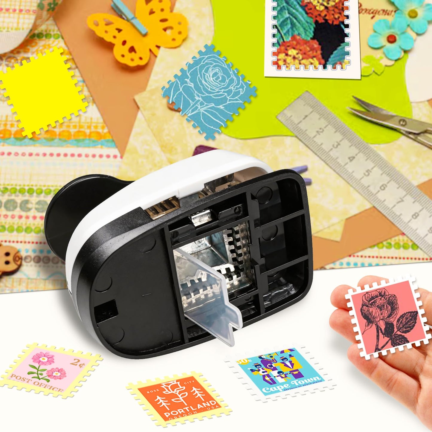 Stamp Punch, Postage Stamp Puncher, 1x1 inch Stamps Hole Punches, Square Punches for Paper Crafts, Stamps Shaped Paper Puncher, Square Crafts Punch for Scrapbooking