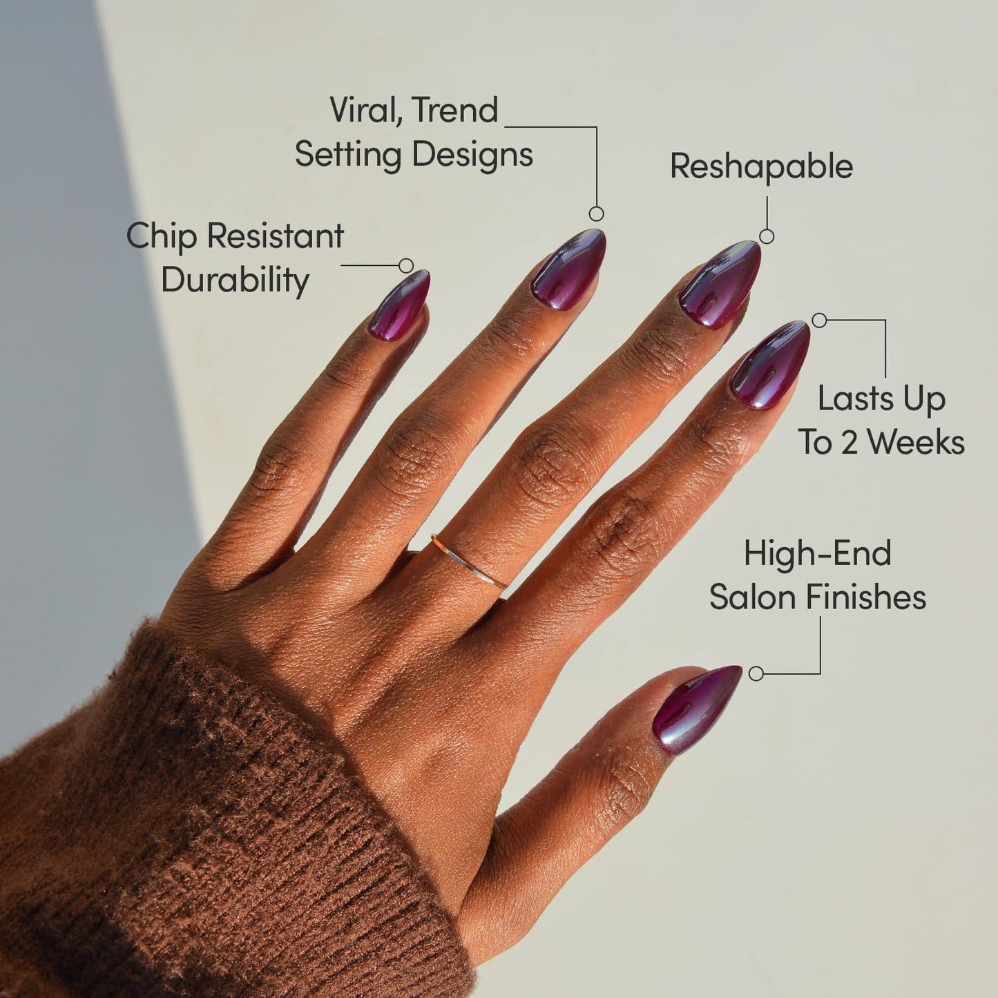 Glamnetic Press-On Nails Bundle - Cherry Glaze | 2 Short Almond & Oval Fake Nails with Deep Cherry & Purple Tones | Glossy & Glazed Finishes | Durable, Salon-Quality Nail Kits