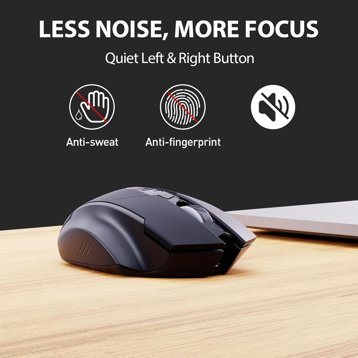 INPHIC Multi-Device Bluetooth Mouse, Upgraded Visible Battery, 2400 DPI, Silent Ergonomic Computer Wireless Mouse for Laptop, Mac, PC etc.