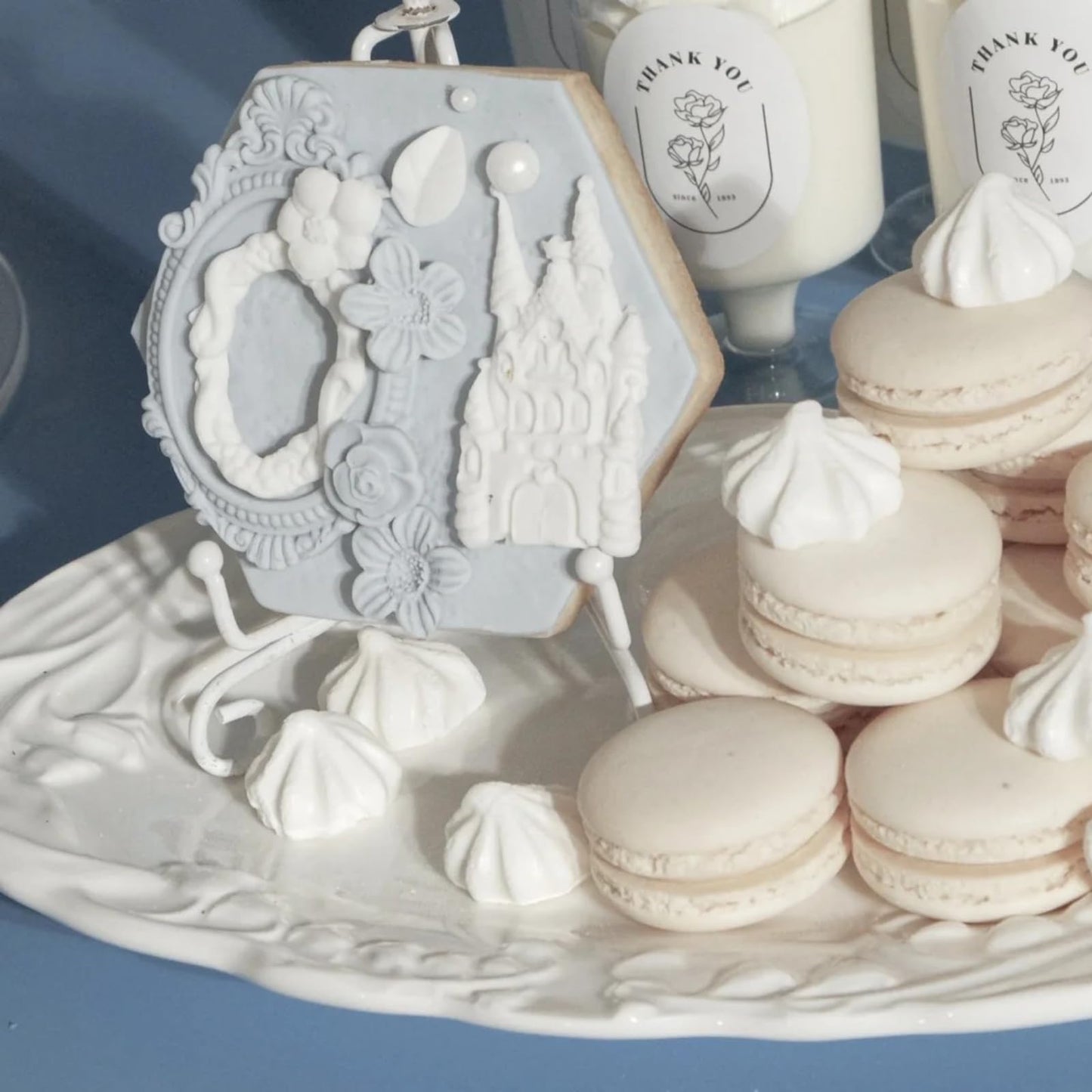 3-Pack Silicone Mold Set for Cake Decorating: Baroque Frame, Rose & Leaf Fondant Molds | Reusable Food-Grade Silicone for Chocolate, Candy, Gum Paste | Cupcake Topper & Dessert Decor Kit