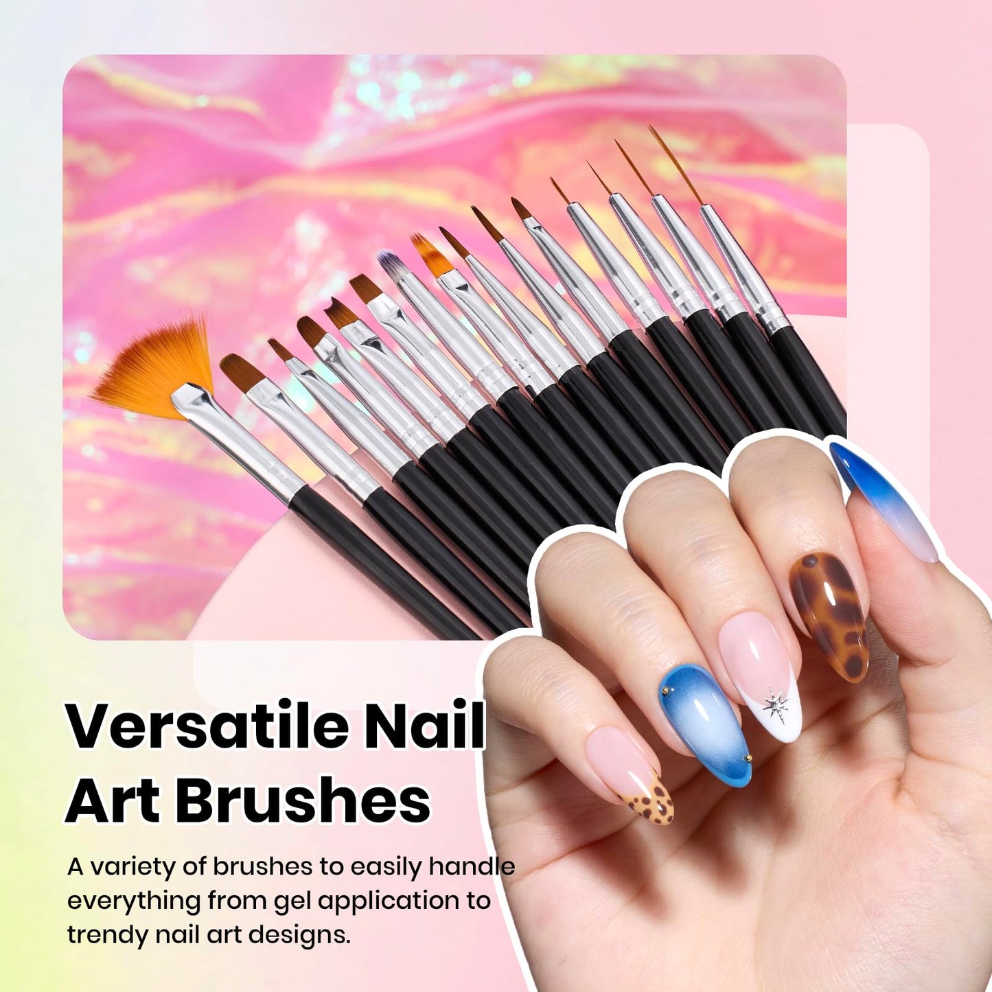 Beetles Nail Art Brushes 25pcs - Confetti Pens Daul Ended Dotting Tools & 5pcs Nail Art Liner Brushes Set Painting