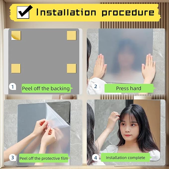 Cute Anti-Scratch Mark Non-Punch Acrylic Heart-Shaped Mirror Set,High Definition Wall Mirrors for Homes, Offices and Children's Rooms, are Not Brittle or Deformable