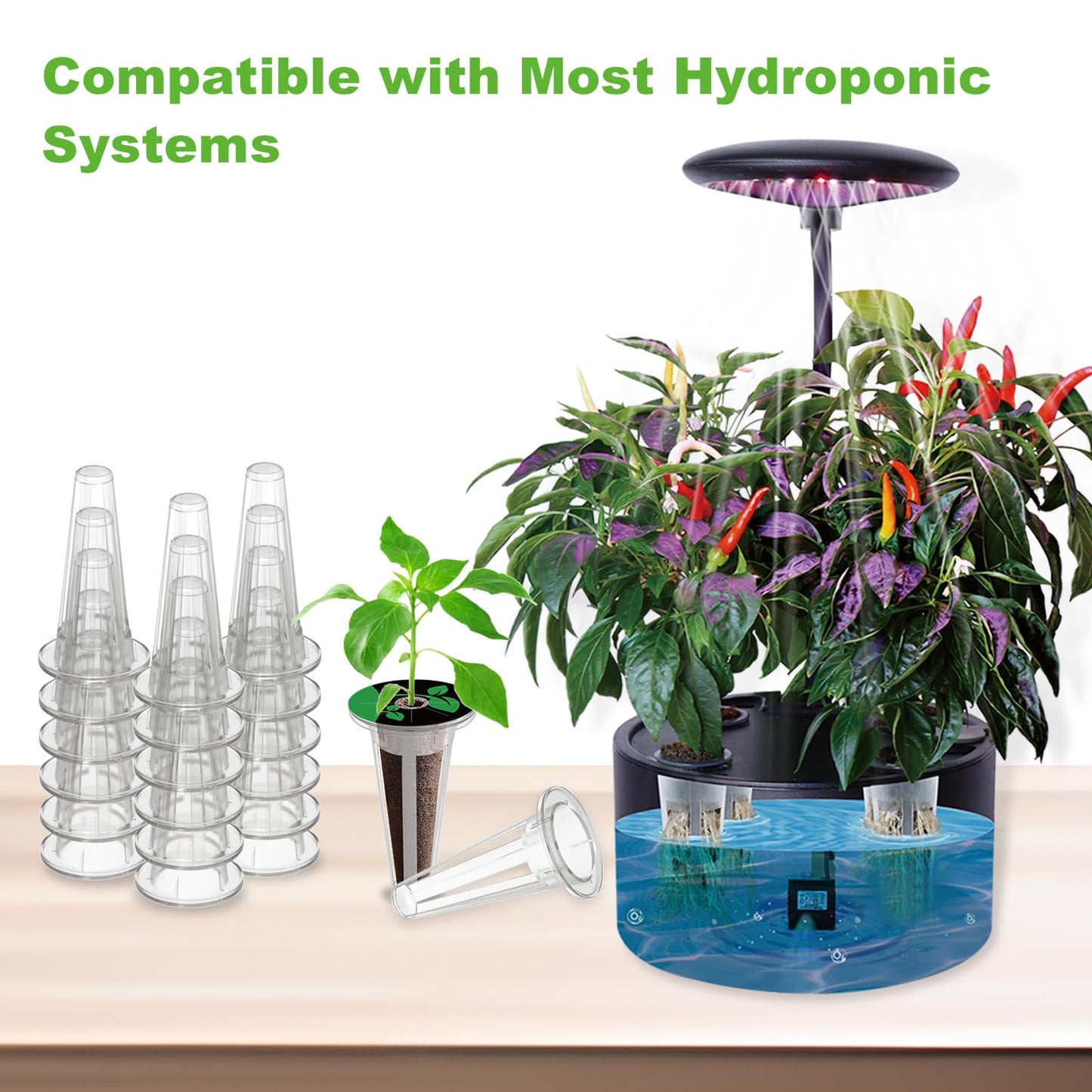 Oliz 50 Pack Hydroponic Grow Baskets with 51PCS Seed Pod Labels Stickers, Replacement Garden DIY Accessories for Most Hydroponic Growing System