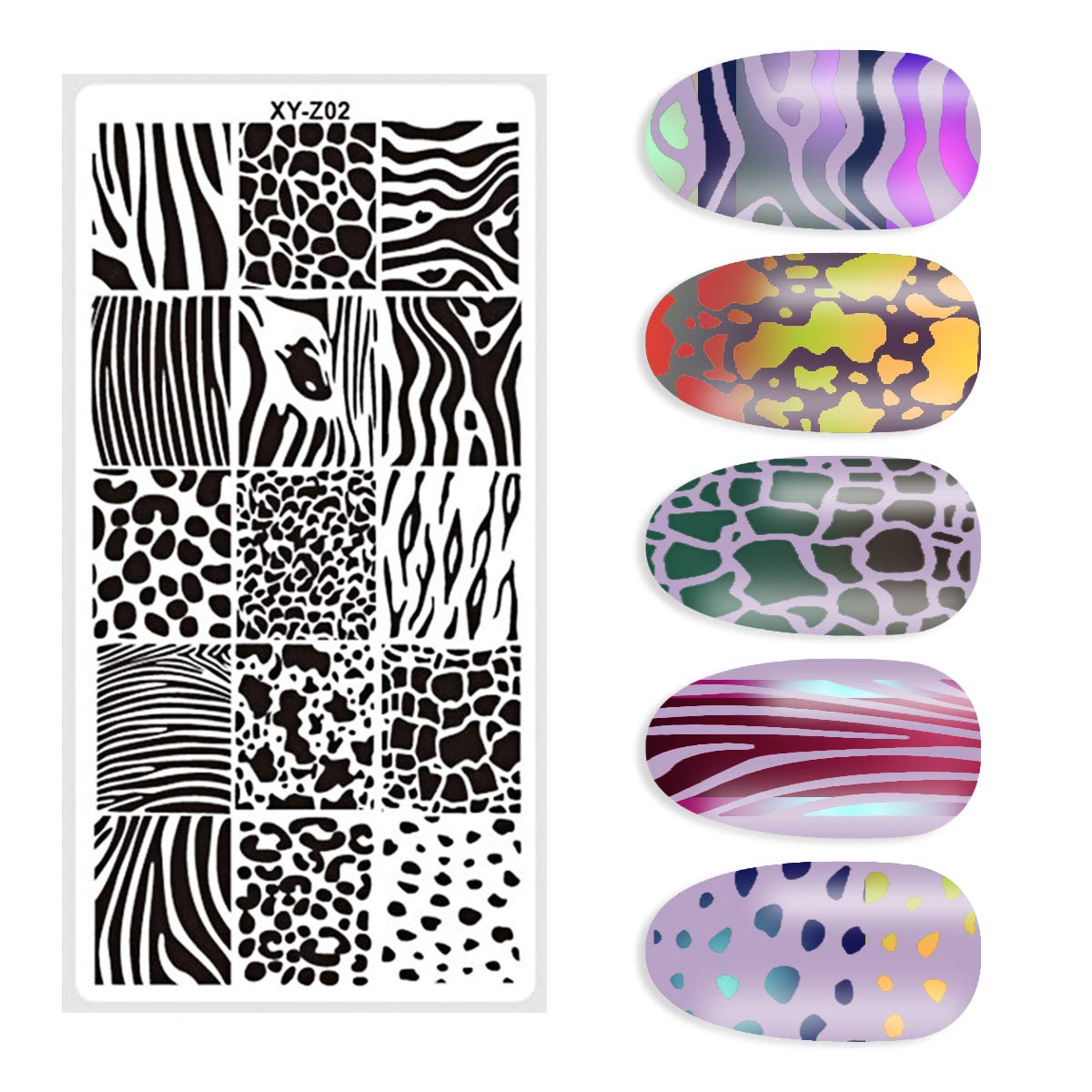 DANNEASY 6Pcs Nail Plate Stamping Set 1Nail Stamper 1Scraper 1Storage Bag Geometry Stripe Butterfly Design Nail Template Image Plate Manicure Stamp Kit
