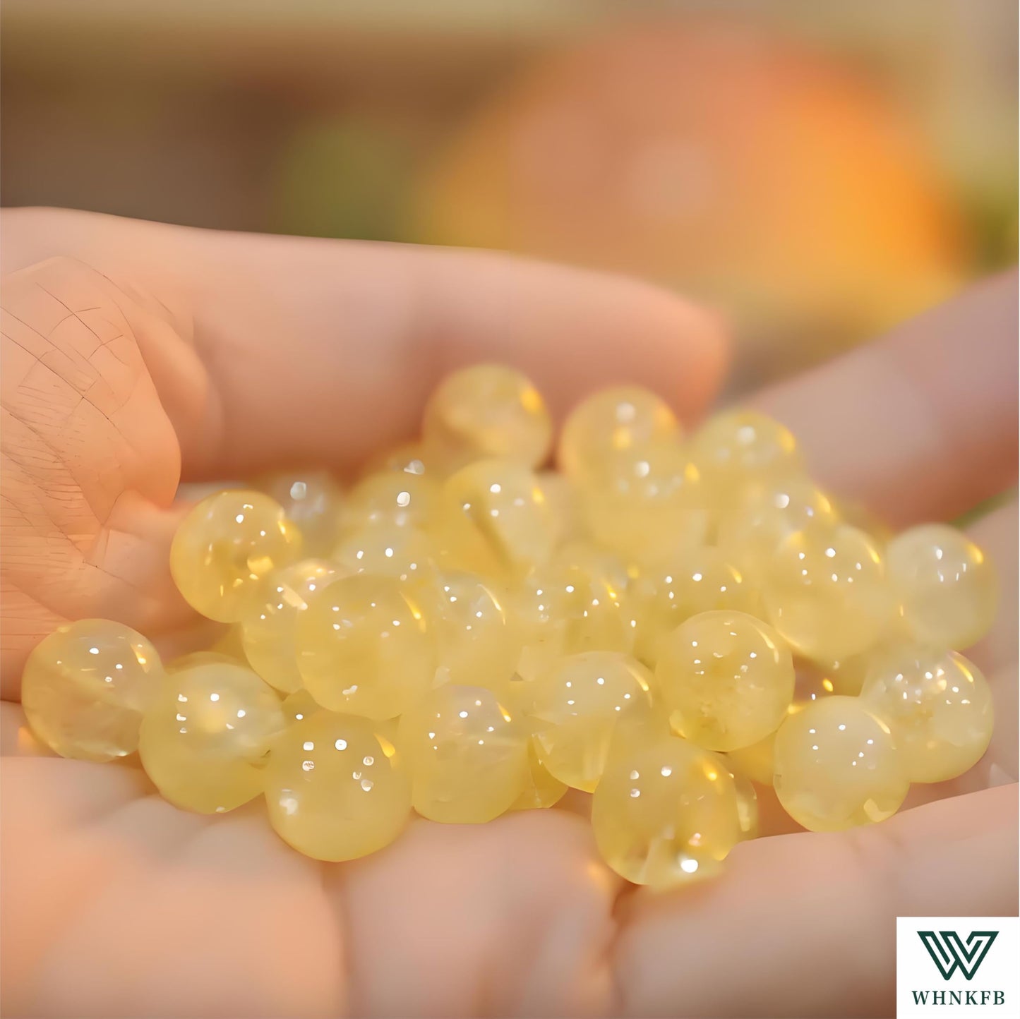 WHNKFB 8mm 50PCS Natural Citrine Round Beads, Smooth Polished Loose Yellow Crystal Beads for Jewelry Making Craft - 4mm 6mm 8mm 10mm Options with Free Elastic Cord