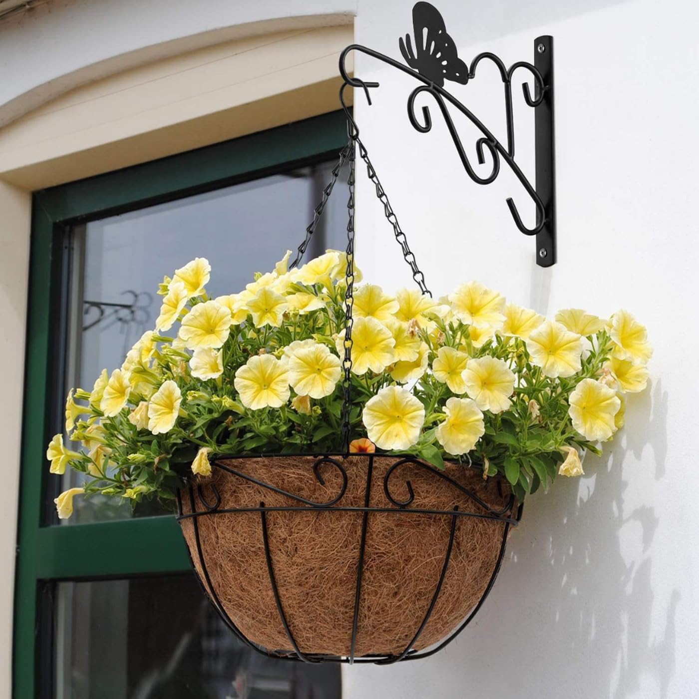 Flower Pot Chain 24 Inch Hanging Flower Basket Galvanized Replacement Chain 3 Point Garden Plant Hanger (4pcs(Black))
