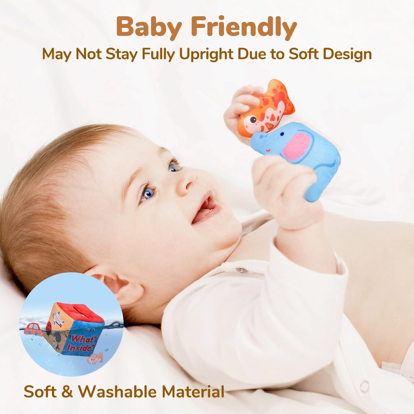 JoyCat Baby Toys - Mystery Soft Box with 10 Sensory Objects + Silicone Alphabet Magnetic Letters, 26 Uppercase ABC Fridge Magnets for Toddlers & Kids