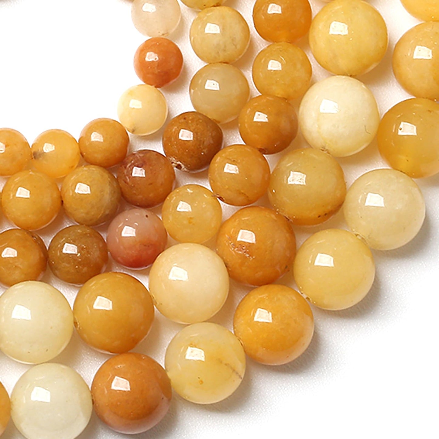 180pcs 4MM Natural Stone Topaz Yellow Aventurine Jade Round Beads Loose Beads for Jewelry Making DIY Bracelet 2 Strands 32"
