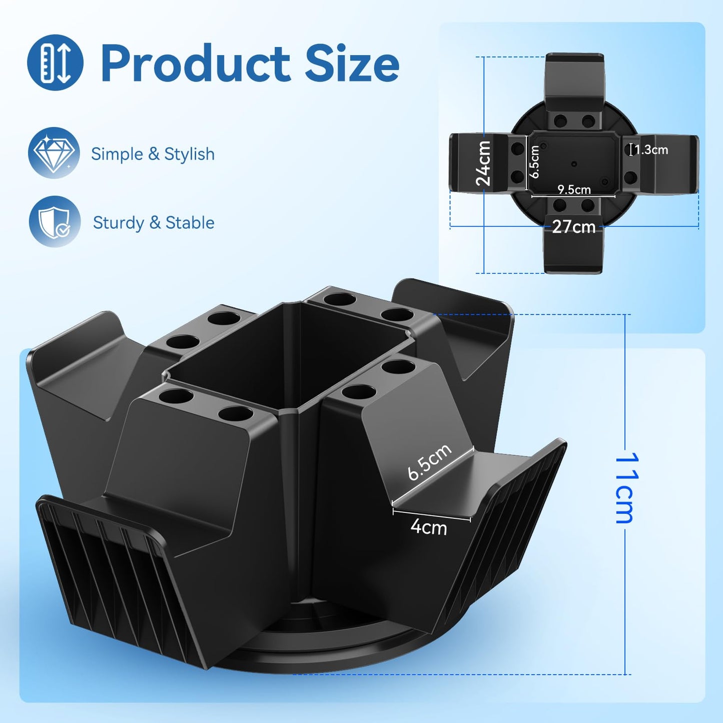 KDD Controller Organizer for Desktop - 360°Rotatable Controller Holder with Storage Box - Universal Stand for 4 Controllers, Desk Organizer for Switch Remote Control Pen Gamer Accessories