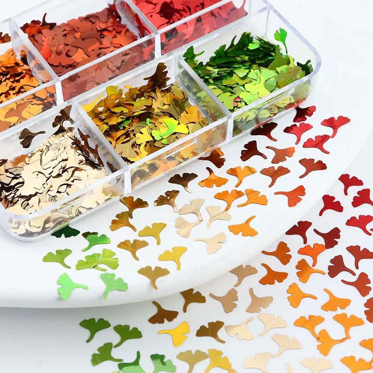 3Boxes Fall Nail Glitter Sequins 3D Maple Leaf Holographic Nail Art Flakes Mixed Shiny Fallen Leaf Nail Flakes Thanksgiving Autumn Ginkgo Nail Decoration for Women DIY Manicure Supplies Accessories