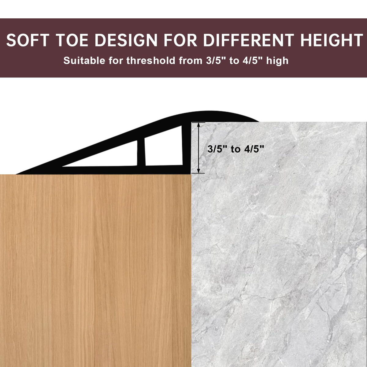 Vinyl Floor Transition Strip Self Adhesive Door Threshold Strip (6.6 Foot)