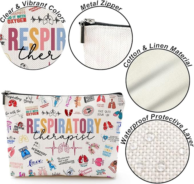 Respiratory Therapist Gifts Makeup Bag Respiratory Therapist Gifts RT Gift for Women Work Adult Humor Employee Pulmonology Nurse Coworker Graduation Birthday