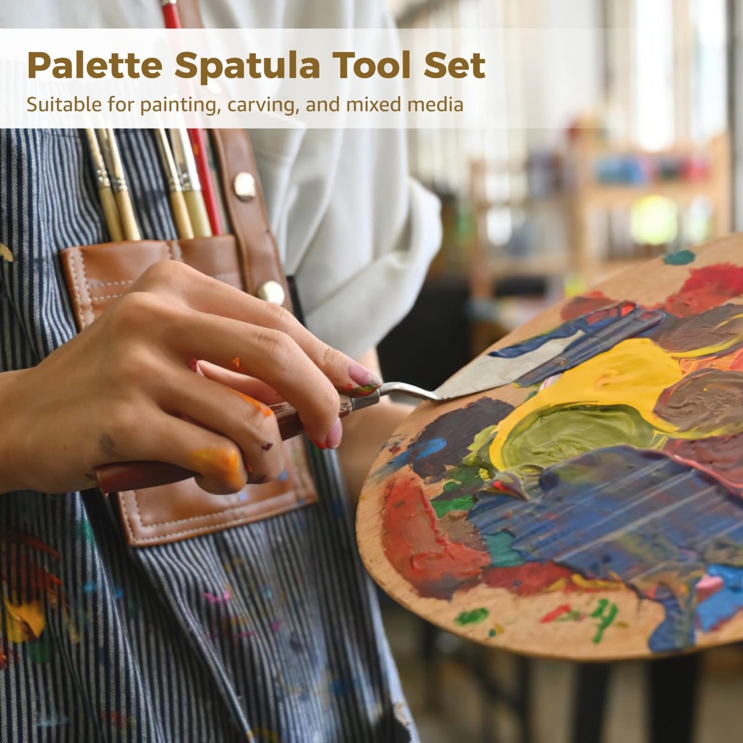 27 PCS Palette Knife Set, Palette Knives Spatula Set, Stainless Steel Palette Tool with Wooden Handle, Painting Spatulas for Color Mixing Texturing