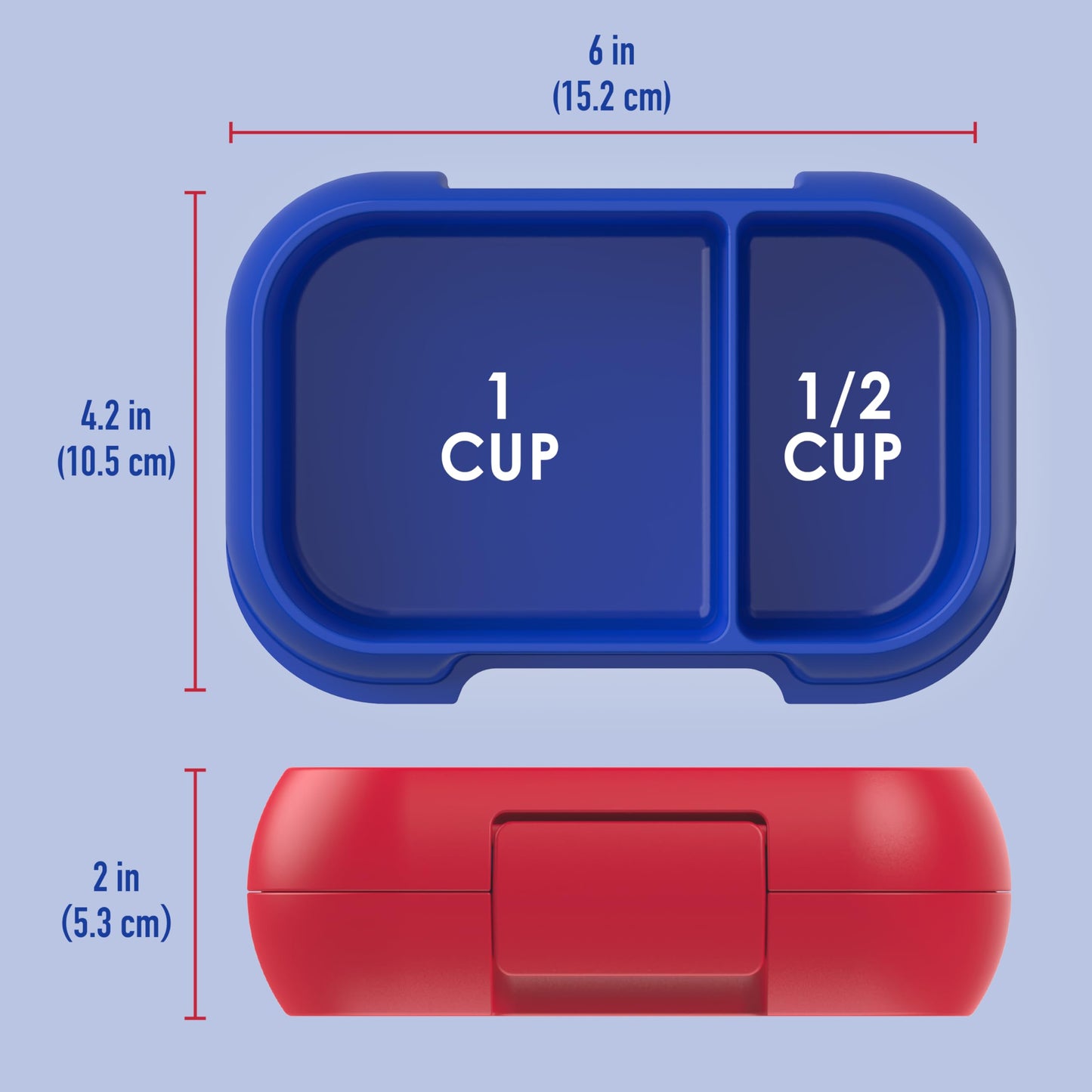 Bentgo Kids Snack - 2 Compartment Leak-Proof Bento Box Container for Snacks and Small Meals, Easy-Open Latch, Dishwasher Safe, BPA-Free for School, Daycare, & Sports - Ideal for Ages 3+ (Red/Royal)