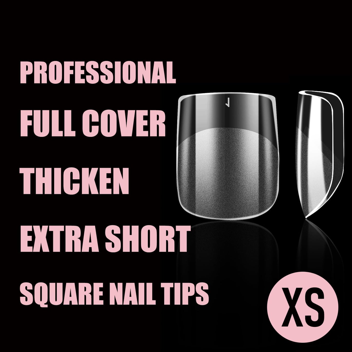 Wellquinn Square Nail Tips Extra Short Thicken Soft Gel Nails Pre-etched XS Clear Full Cover Press on Acrylic Fake Nail Extension for Manicure Salon Home DIY 360Pcs 15 Sizes Black Box Collection
