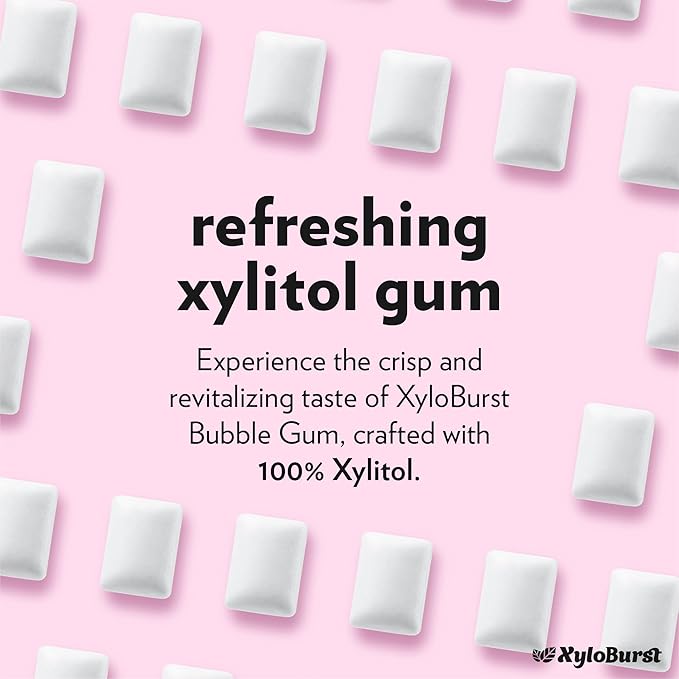XyloBurst Gum | Xylitol Chewing Gum | Sugar Free, Gluten Free, Keto Friendly | Aspartame Free Gum For Oral Health | Bubble Gum | 100-Count Jar