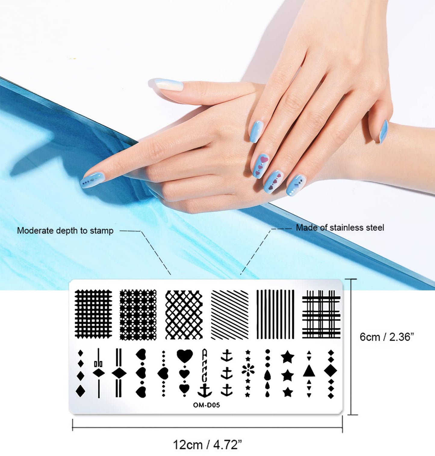 SILPECWEE 10pcs Nail Stamping Plates Nail Stamp Nail Art Plates Geometry Design Stamps Nail Stencil Manicure Templates Nail Art Accessories for DIY&Salon