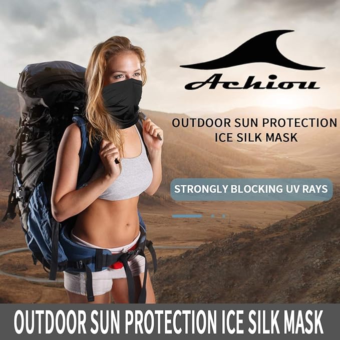 Achiou Neck Gaiter Face Cover Scarf, UV Protection Mask for Men and Women,Soft Windproof, Hiking Cycling Running
