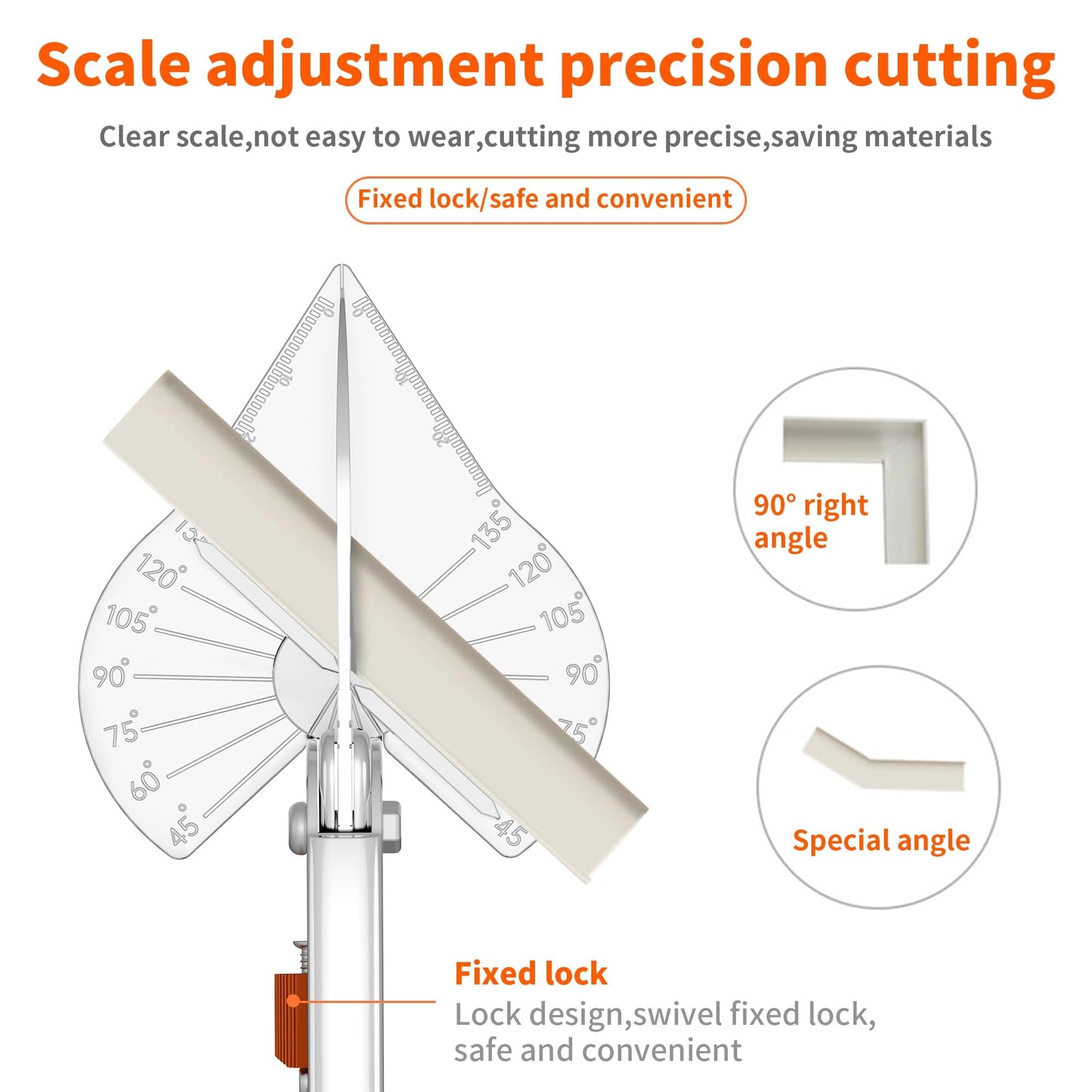 GARTOL Miter Shears, 45-135 Degree Adjustable Angle Scissors, Quarter Round Cutter Tool with Spare SK5 Blades, Trunking Shears for Cutting PVC, Trim and Softwood Moulding (Not for Hardwood)
