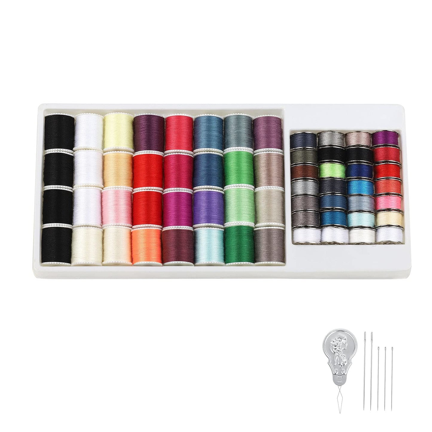 NEX 60 Pcs Bobbins Sewing Thread Kit, Polyester Mini Bobbins and Thread Spools for Hand & Machine Sewing