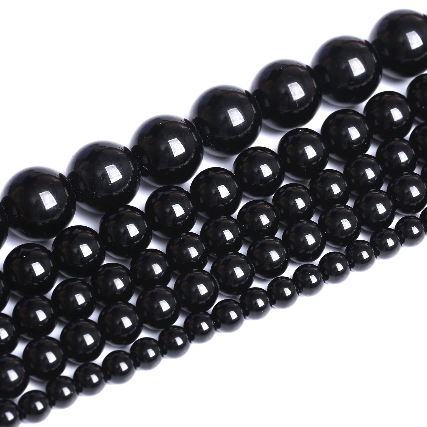 6mm 66pcs Natural Black Agates Onyx Stone Beads Smooth Round Loose Spacer Beads for Jewelry Making DIY Bracelets 15"