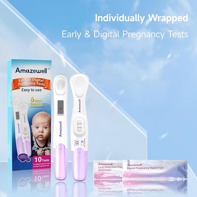 Early Pregnancy Test Kit, Early & Digital Pregnancy Test at Home, Pregnancy Tests with Cup, Fast Results, Over 99% Accuracy, 10 Tests(2 Digital+8 Early+1 Urine Cup)